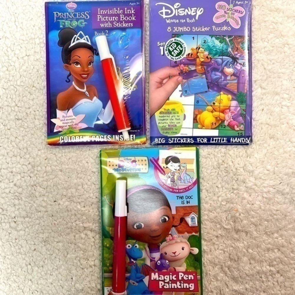 Disney Princess Frog, Pooh & Doc McStuffins Magic Pen & Sticker Puzzles